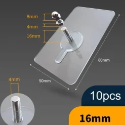 Robuste transparente selbstklebende Kleiderbügel – 10 Stück stanzfreie Wandhaken