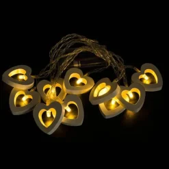 Romantische Lichterkette in Herzform aus Holz – Dekorative Lichterkette für die Inneneinrichtung