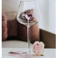 Rosa Herz-Kelchglas – 12 oz Ripple Cup für Tee, Kaffee, Milch, Saft