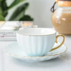 Rosa Kaffeetassen-Set aus Bone China – Englische Teetassen 200 ml