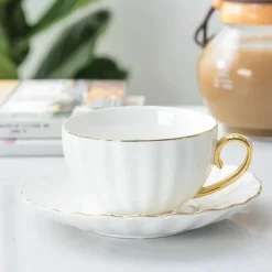 Rosa Kaffeetassen-Set aus Bone China – Englische Teetassen 200 ml