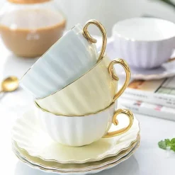 Rosa Kaffeetassen-Set aus Bone China – Englische Teetassen 200 ml