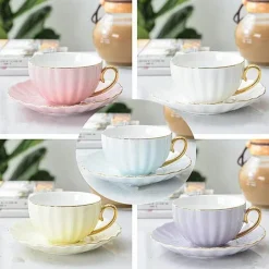 Rosa Kaffeetassen-Set aus Bone China – Englische Teetassen 200 ml