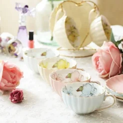 Rosa Porzellan-Teeservice – Englische Kaffeetasse mit Untertasse 200 ml