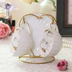 Rosa Porzellan-Teeservice – Englische Kaffeetasse mit Untertasse 200 ml