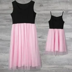 Rosa Prinzessinnenkleid für Mutter und Tochter – Passendes Familienoutfit