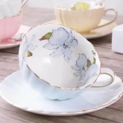 Rosa Teetassen-Set aus Porzellan – 200 ml, englisches Teegeschirr