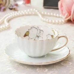 Rosa Teetassen-Set aus Porzellan – 200 ml, englisches Teegeschirr