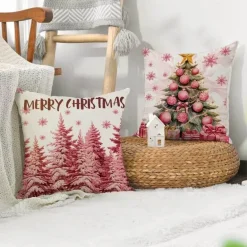 Rosa Weihnachtsmann Weihnachtsbaum Kissenbezug - Neujahr Home Decor Sofakissen