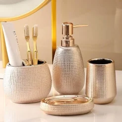 Rose Gold Bathroom Accessories Set - Elegant Decor Collection