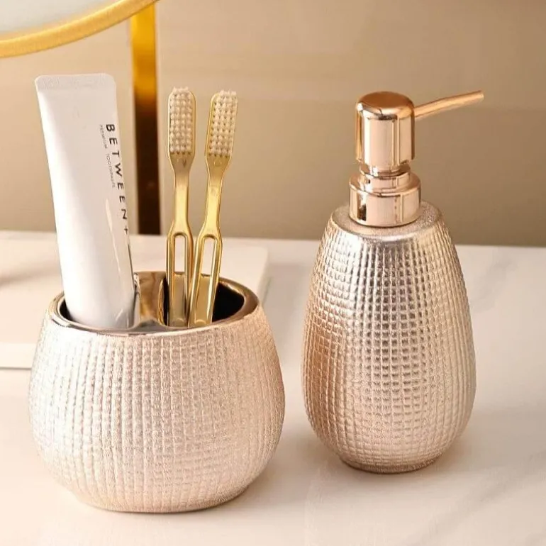 Rose Gold Bathroom Accessories Set - Elegant Decor Collection