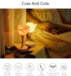 Rosenblumen-Nachtlicht - Romantisches Wohndekor