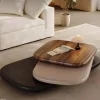 Rotating Oval Wooden Coffee Table - Modern Design
