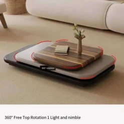Rotating Oval Wooden Coffee Table - Modern Design