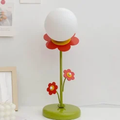Rote Blumenlampe - Dekorative florale Schreibtischlampe