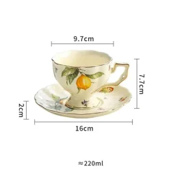 Rote Rose Keramik-Teetassen-Set – Kaffeetasse im europäischen Stil mit Löffel