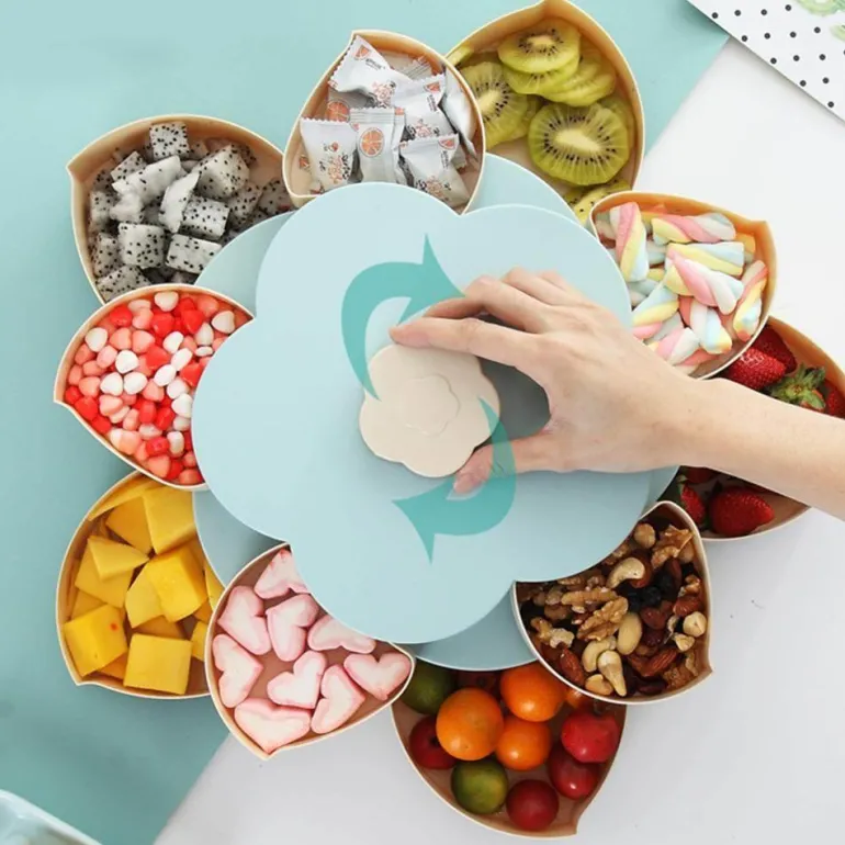 Rotierende Snackbox – Einzigartiger Aufbewahrungsbehälter für Lebensmittel in Blütenform