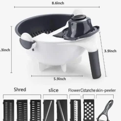 Rotierender Gemüseschneider mit Abtropfkorb – Multifunktionales Küchenwerkzeug