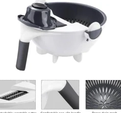 Rotierender Gemüseschneider mit Abtropfkorb – Multifunktionales Küchenwerkzeug