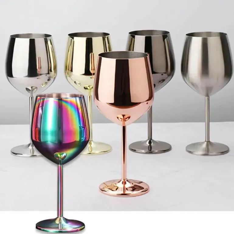 Rotweinkelch aus Edelstahl mit großem Fassungsvermögen, 500 ml, Trommelform