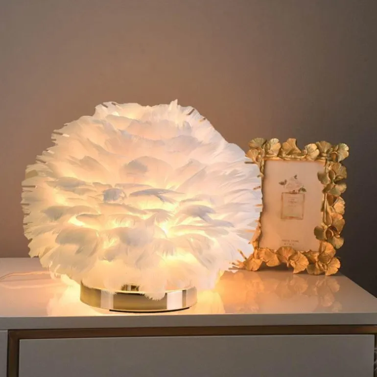 Rounded Feather Table Lamp - Elegant Lighting Fixture