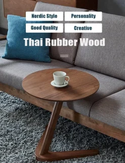 Runder Beistelltisch aus Holz – Elegantes Sofa-Dekor