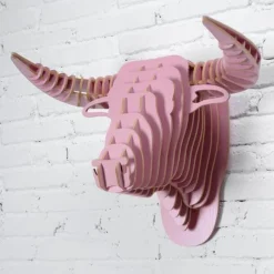 Rustic 3D Wood Bull Head Wall Art - Unique Home Decor
