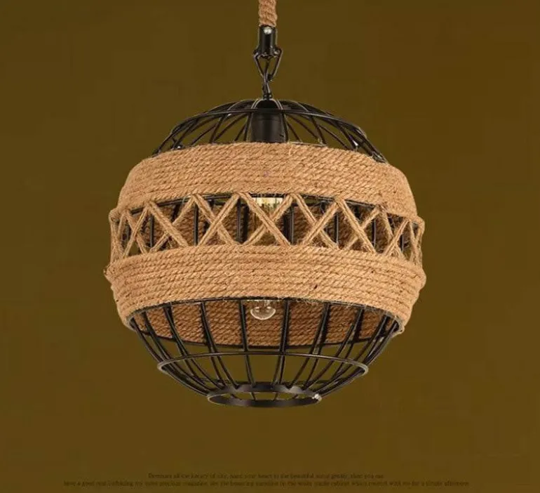 Rustic Rope Ball Chandelier - Minimalist Lighting Fixture