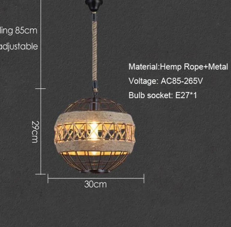 Rustic Rope Ball Chandelier - Minimalist Lighting Fixture