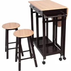 Rustikales Kücheninsel-Tischset – 2 Hocker, Esszimmermöbel