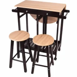 Rustikales Kücheninsel-Tischset – 2 Hocker, Esszimmermöbel