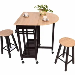 Rustikales Kücheninsel-Tischset – 2 Hocker, Esszimmermöbel