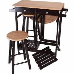 Rustikales Kücheninsel-Tischset – 2 Hocker, Esszimmermöbel