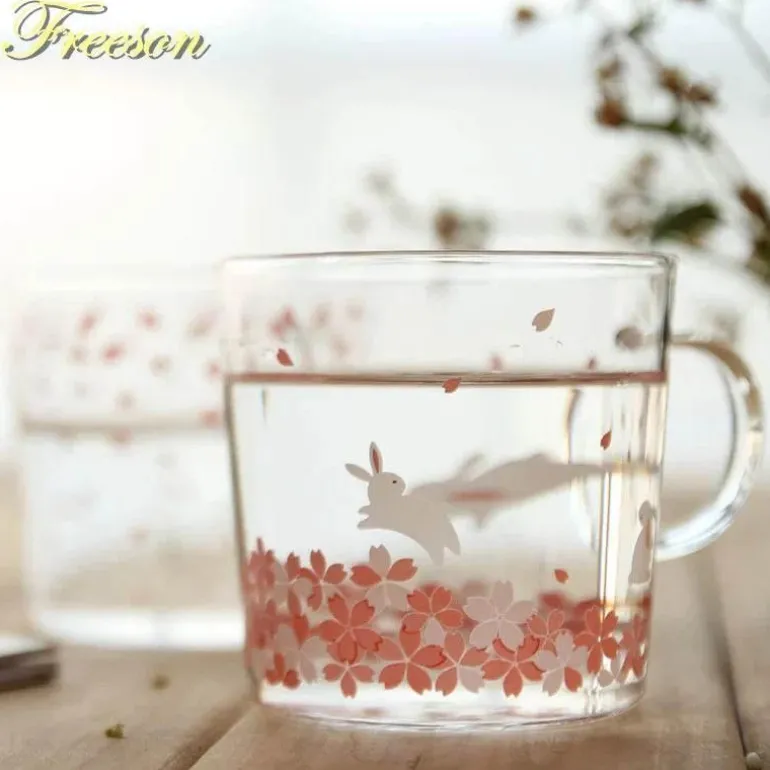 Sakura Glas Kaffeetasse Katze Hirsch Kaninchen Teetasse Maid Trinkgeschirr