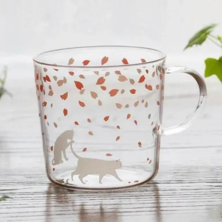 Sakura Glas Kaffeetasse Katze Hirsch Kaninchen Teetasse Maid Trinkgeschirr