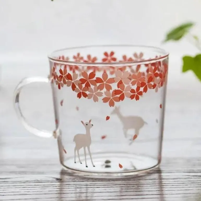 Sakura Glas Kaffeetasse Katze Hirsch Kaninchen Teetasse Maid Trinkgeschirr