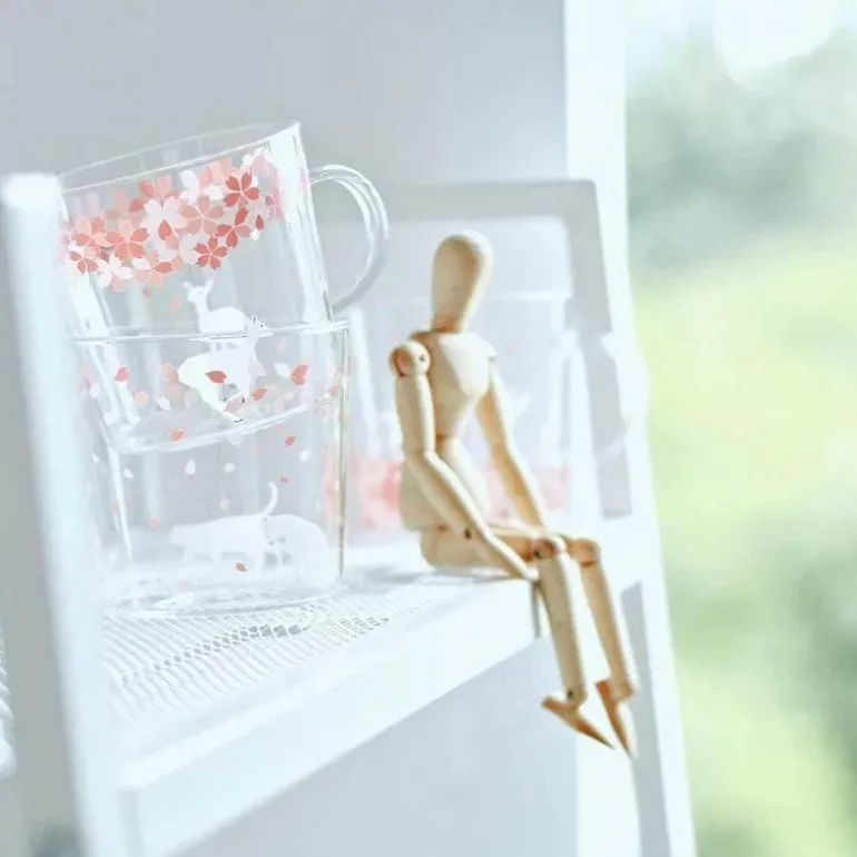 Sakura Glas Kaffeetasse Katze Hirsch Kaninchen Teetasse Maid Trinkgeschirr