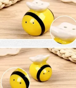 Salz- und Pfefferstreuer-Set aus Keramik in Bienenform für eine niedliche Küchendekoration