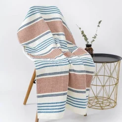 Saugfähiges Badetuch aus weicher Baumwolle mit Wabenstreifen – 70 x 140 cm