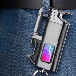 Schlüsselanhänger-Feuerzeug mit Flaschenöffner aus Metall – modernes, winddichtes Design