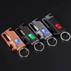 Schlüsselanhänger-Feuerzeug mit Flaschenöffner aus Metall – modernes, winddichtes Design