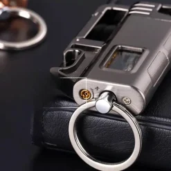 Schlüsselanhänger-Feuerzeug mit Flaschenöffner aus Metall – modernes, winddichtes Design