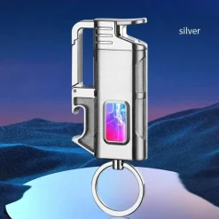 Schlüsselanhänger-Feuerzeug mit Flaschenöffner aus Metall – modernes, winddichtes Design