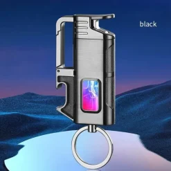 Schlüsselanhänger-Feuerzeug mit Flaschenöffner aus Metall – modernes, winddichtes Design