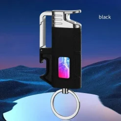 Schlüsselanhänger-Feuerzeug mit Flaschenöffner aus Metall – modernes, winddichtes Design