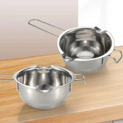 Schmelztiegel aus Edelstahl – langer Griff für die Herstellung von Wachs, Butter, Schokolade, Kerzen und Seife
