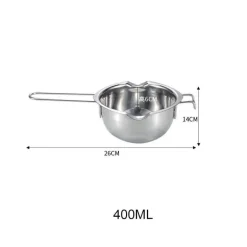 Schmelztiegel aus Edelstahl – langer Griff für die Herstellung von Wachs, Butter, Schokolade, Kerzen und Seife