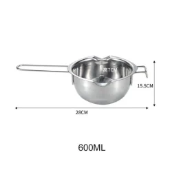 Schmelztiegel aus Edelstahl – langer Griff für die Herstellung von Wachs, Butter, Schokolade, Kerzen und Seife
