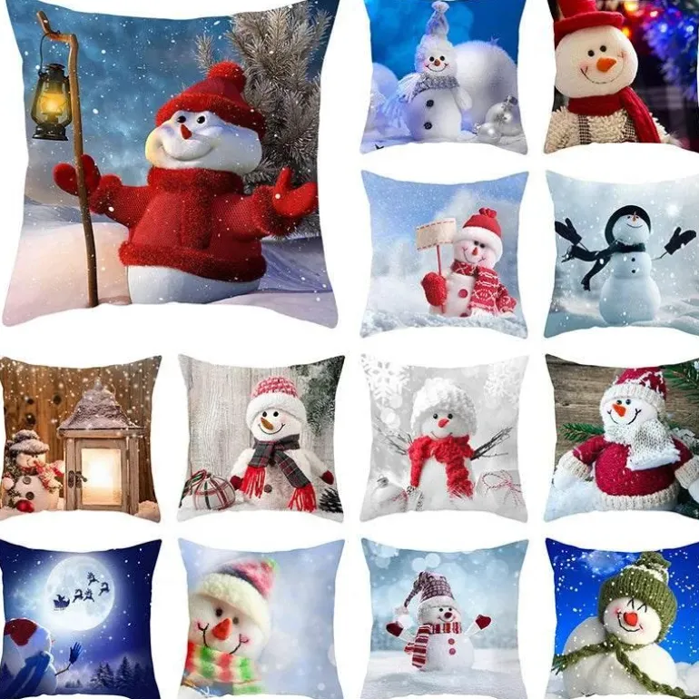 Schneemann Kissenbezug - Winter Weihnachtsdekoration