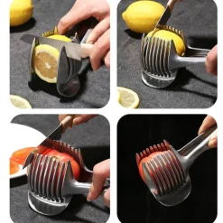 Schneidehalter für Gemüse und Obst aus Edelstahl